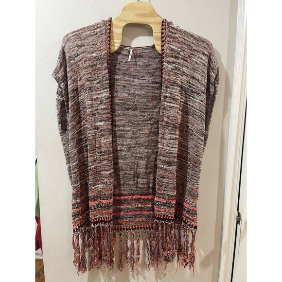 Free‎ People Festival Lagenlook Jungle Heat Hood Tiger Fringe Cardigan Size S/P - Picture 2 of 8